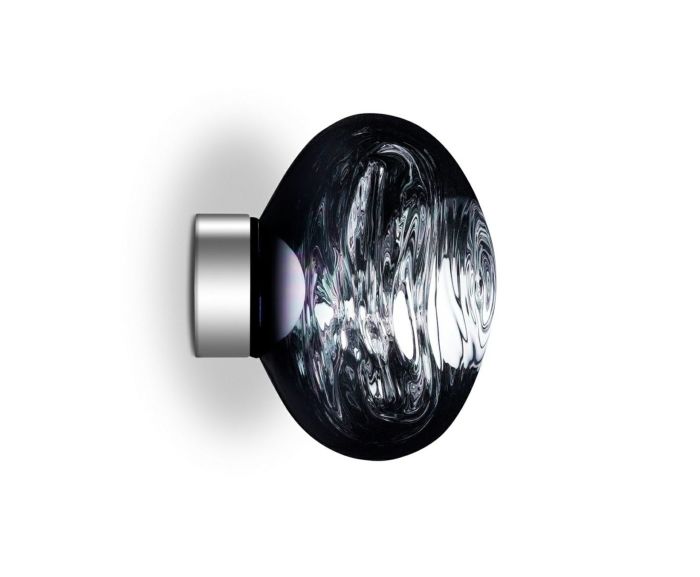 Tom Dixon Melt Mini Surface Light in smoke, official illuminated or lifestyle view