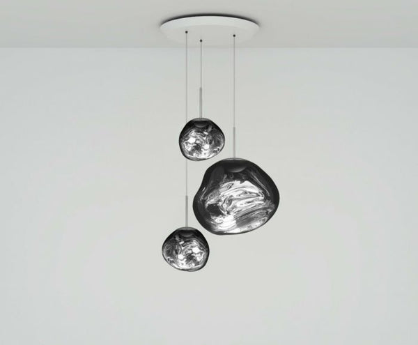 Tom Dixon Melt Trio-Round Pendant System in silver polished polycarbonate