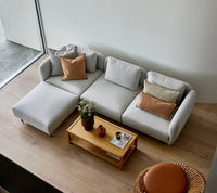 Aura 3-seater sofa with chaise lounge lifestyle image by Cane-line, designed by Foersom & Hiort-Lorenzen MDD