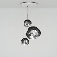 Tom Dixon Melt Trio-Round Pendant System in silver, official white-background configuration view