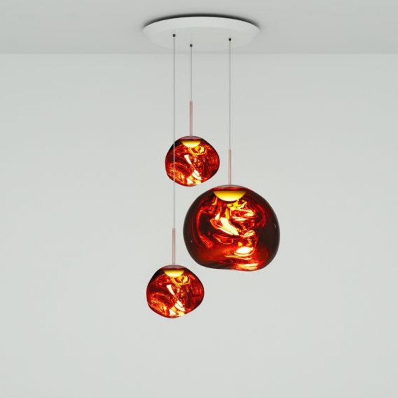 Tom Dixon Melt Trio-Round Pendant System in copper, official white-background configuration view