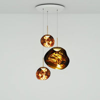 Tom Dixon Melt Trio-Round Pendant System in gold, official white-background configuration view