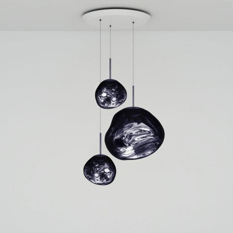 Tom Dixon Melt Trio-Round Pendant System in smoke, official white-background configuration view