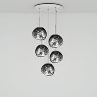 Tom Dixon Melt Mini-Round Pendant System in silver, official white-background configuration view