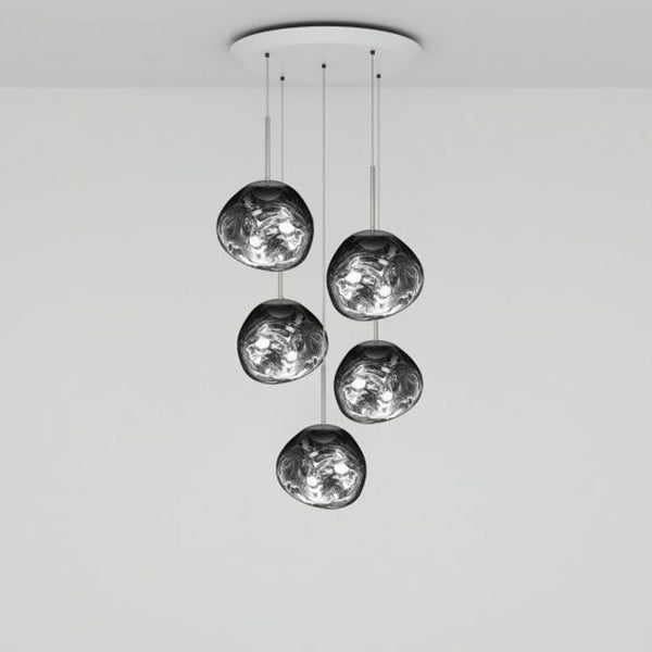 Tom Dixon Melt Mini-Round Pendant System in silver, official white-background configuration view