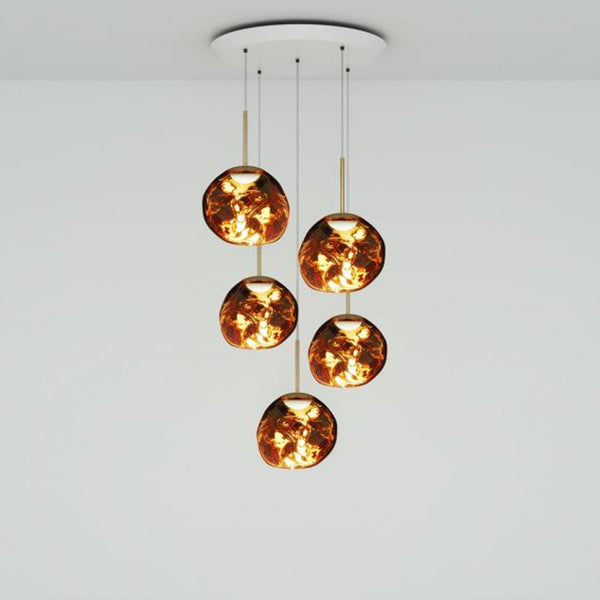 Tom Dixon Melt Mini-Round Pendant System in gold, official white-background configuration view