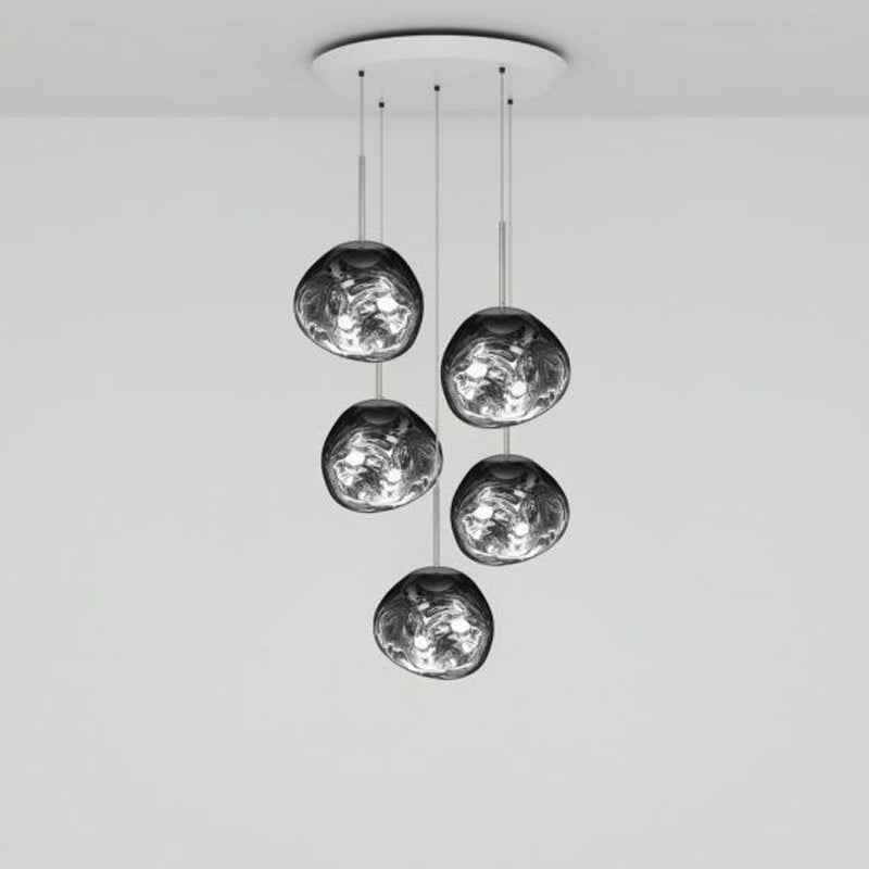 Tom Dixon Melt Mini-Round Pendant System in smoke, official white-background configuration view
