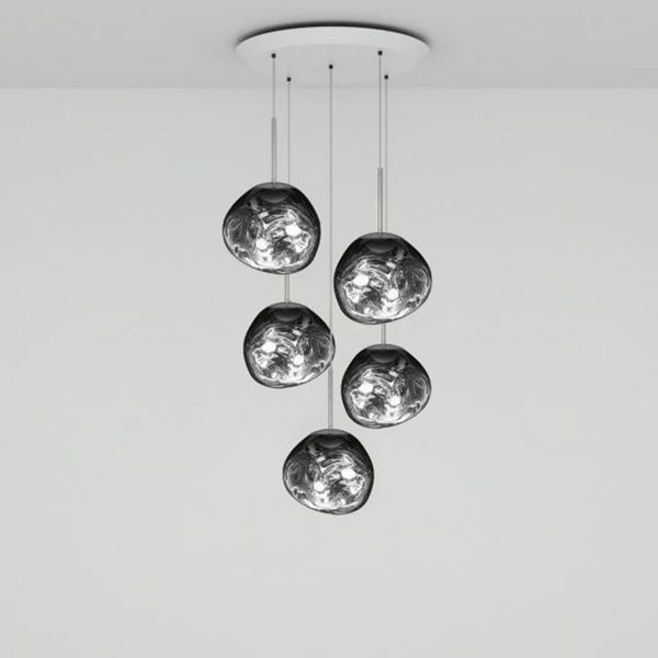 Tom Dixon Melt Mini-Round Pendant System in smoke, official white-background configuration view