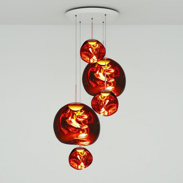 Tom Dixon Melt Large-Round Pendant System in copper, official white-background view