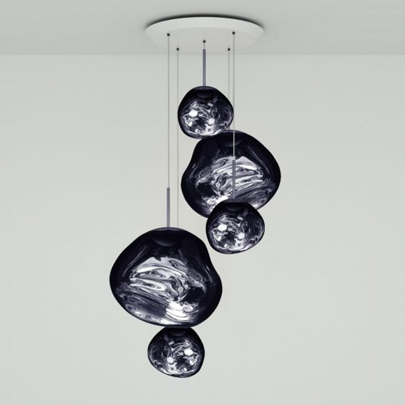 Tom Dixon Melt Large-Round Pendant System in smoke, official white-background configuration view