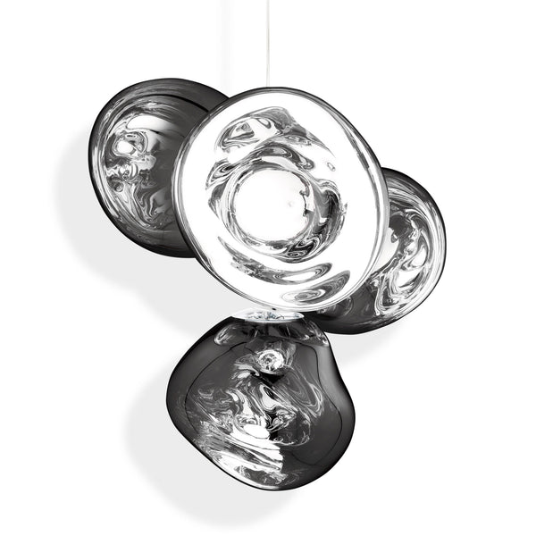 Tom Dixon Melt Small Chandelier in silver, official white-background view