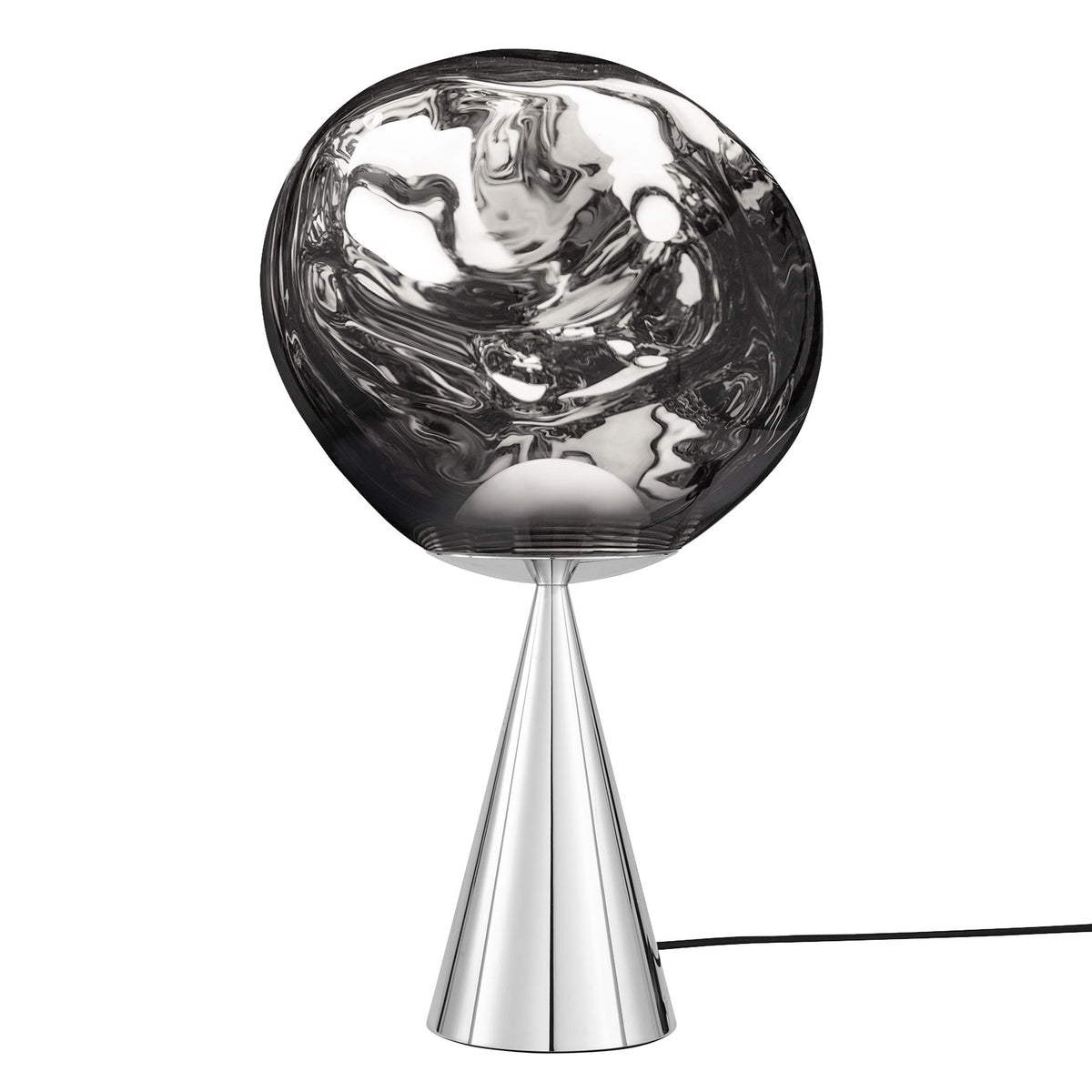 Tom Dixon Melt Fat Cone Table Light in silver, exact product view