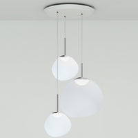 Tom Dixon Melt Opal Trio-Round Pendant System with silver hardware, official white-background configuration view