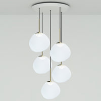 Tom Dixon Melt Opal Mini-Round Pendant System with gold hardware, official white-background configuration view