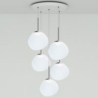 Tom Dixon Melt Opal Mini-Round Pendant System with silver hardware, official white-background configuration view