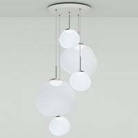 Tom Dixon Melt Opal Large-Round Pendant System with silver hardware, official white-background configuration view