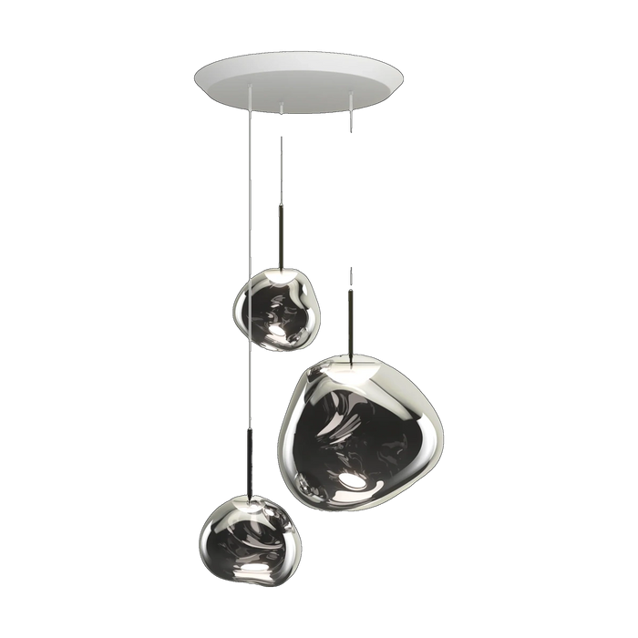 Melt Trio-Round Pendant System, Silver Polished Polycarbonate by Tom Dixon