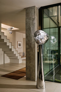 Tom Dixon Melt Mini Chandelier in silver in an official room setting