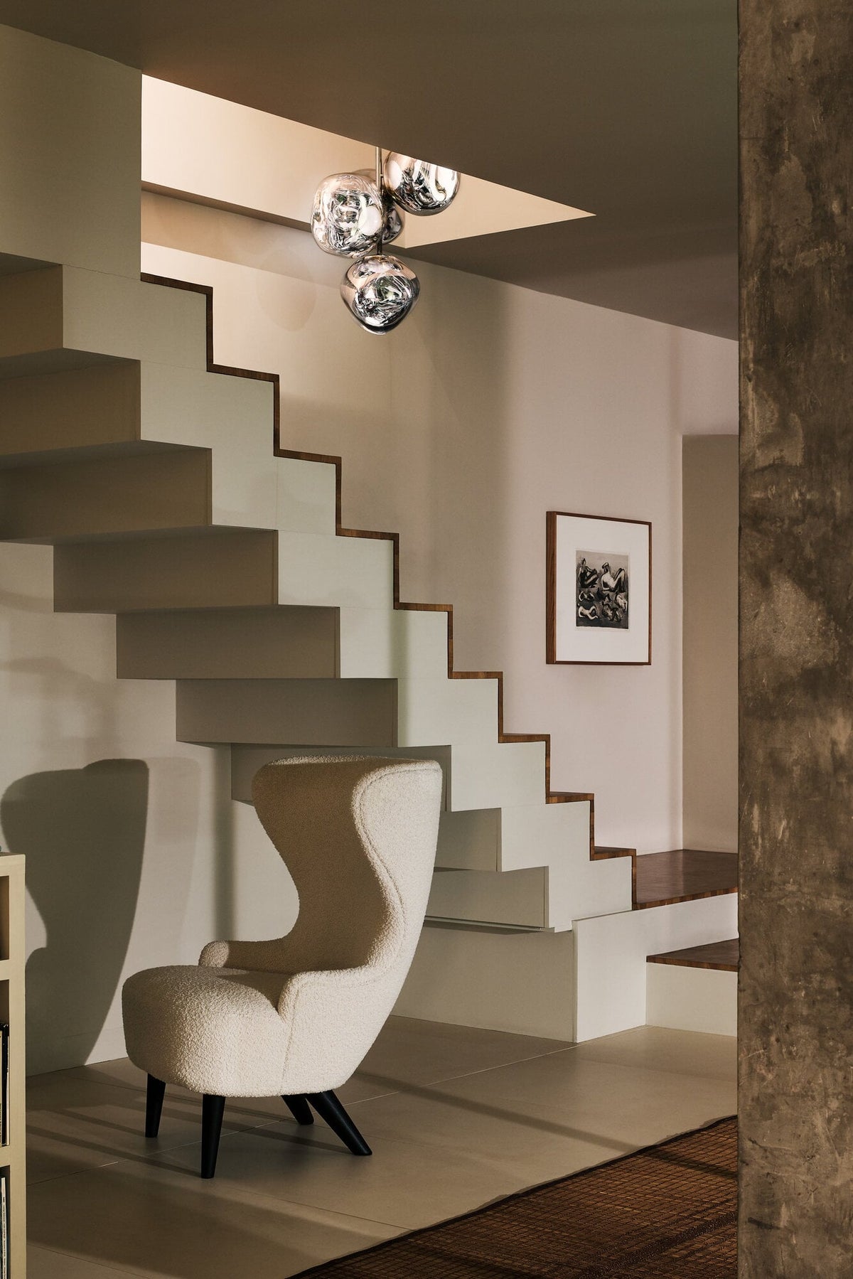 Tom Dixon Melt Mini Chandelier in silver in an official contemporary interior