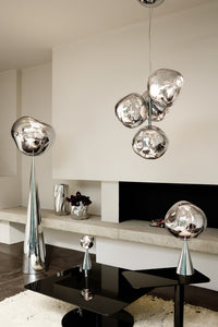Tom Dixon Melt Mini Chandelier in silver in an official lifestyle installation