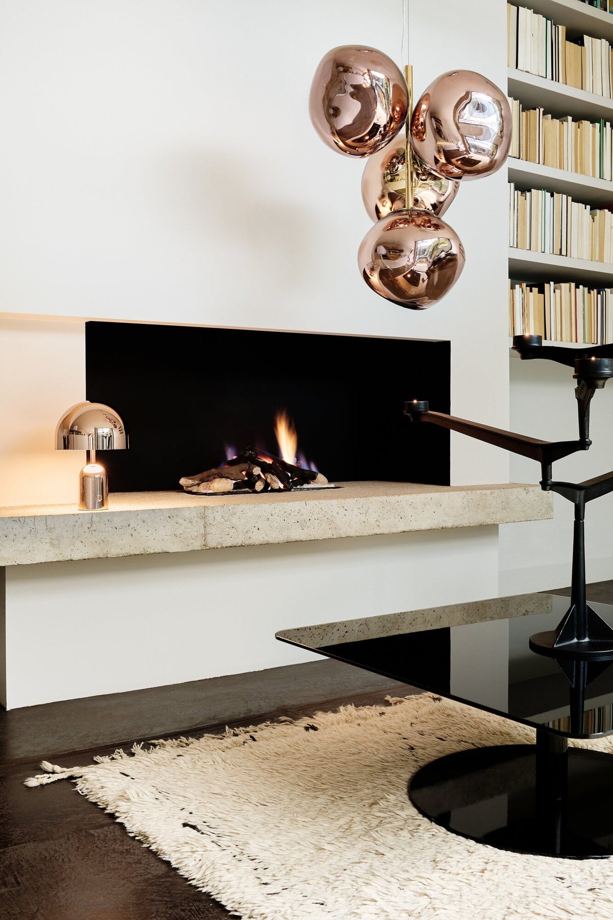 Tom Dixon Melt Mini Chandelier in copper in an official lifestyle installation
