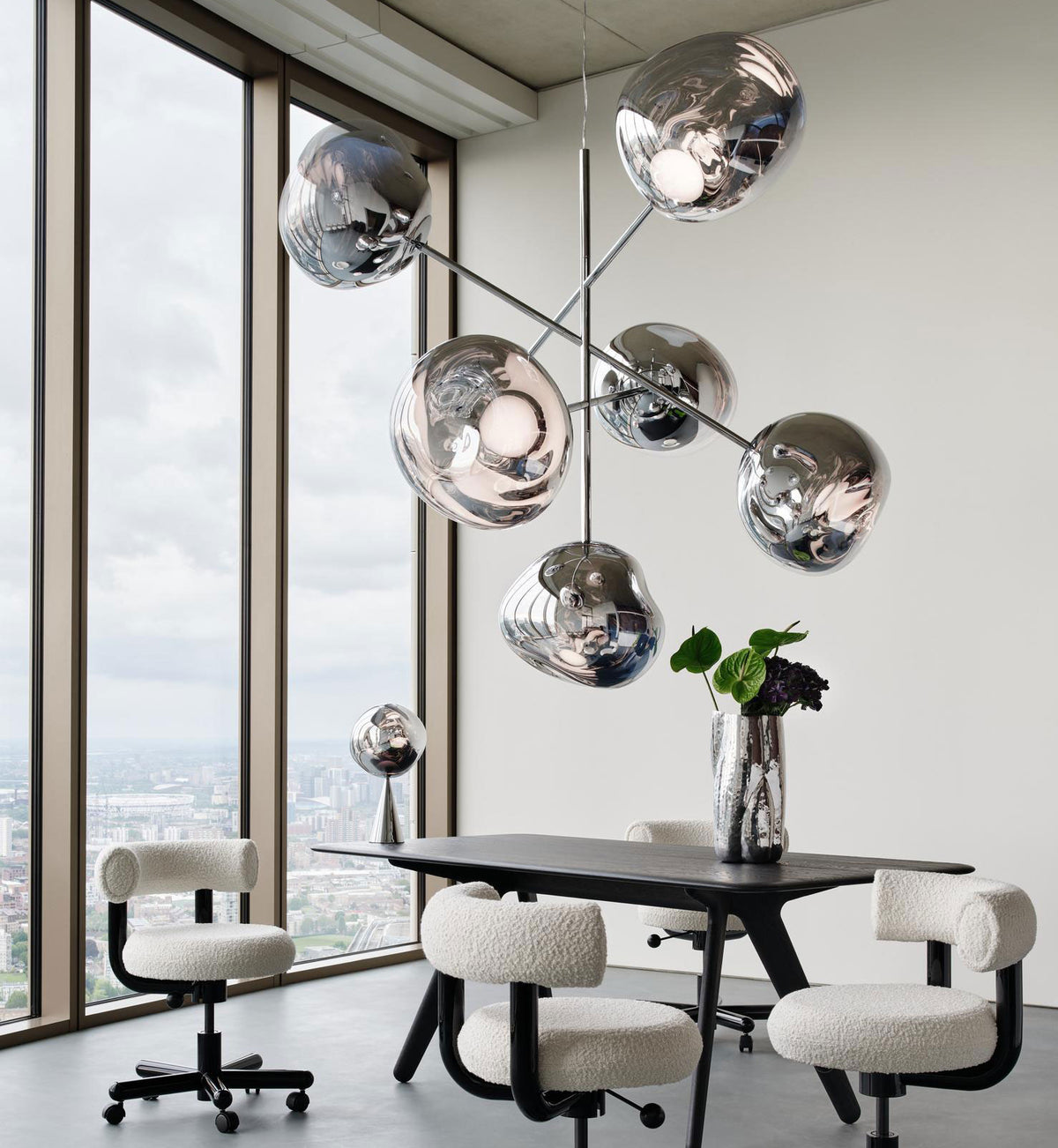 Tom Dixon Melt Opal Large Chandelier in an official room installation