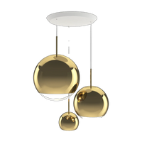 Mirror Ball Round Pendant System, Gold Mirrored Polycarbonate, 37.4-inch by Tom Dixon