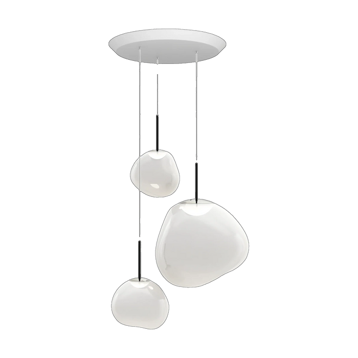 Melt Opal Trio-Round Pendant System, Opalescent Polished Polycarbonate with Silver Hardware by Tom Dixon