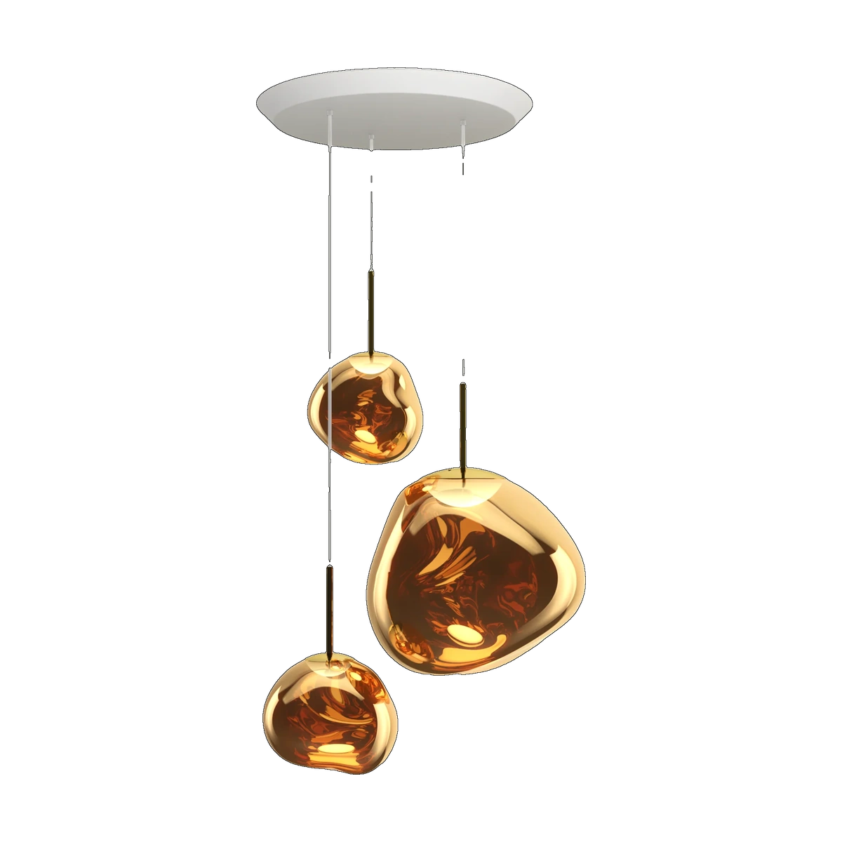 Melt Trio-Round Pendant System, Gold Polished Polycarbonate by Tom Dixon