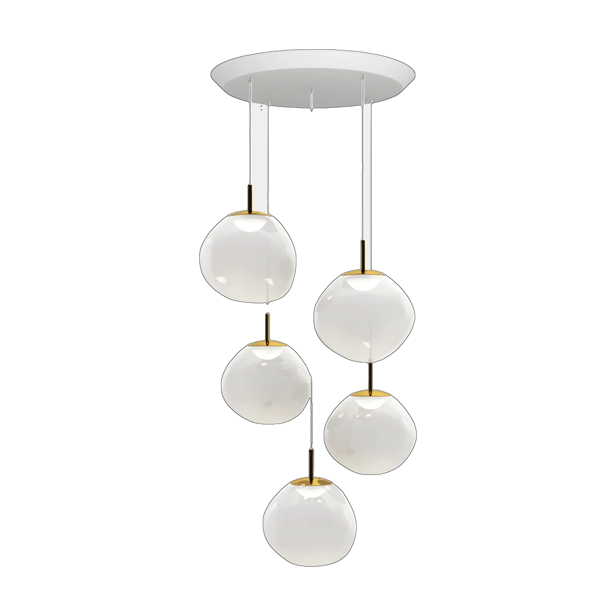 Melt Opal Mini-Round Pendant System, Opalescent Polished Polycarbonate with Gold Hardware by Tom Dixon