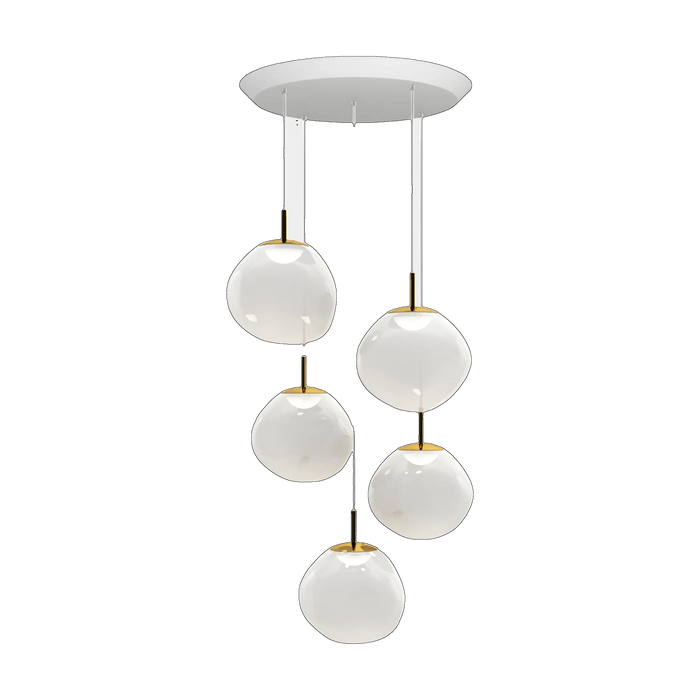 Melt Opal Mini-Round Pendant System, Opalescent Polished Polycarbonate with Gold Hardware by Tom Dixon