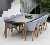 Aspect Dining Table 280x100cm outdoor dining setting with Rope chairs by Cane-line