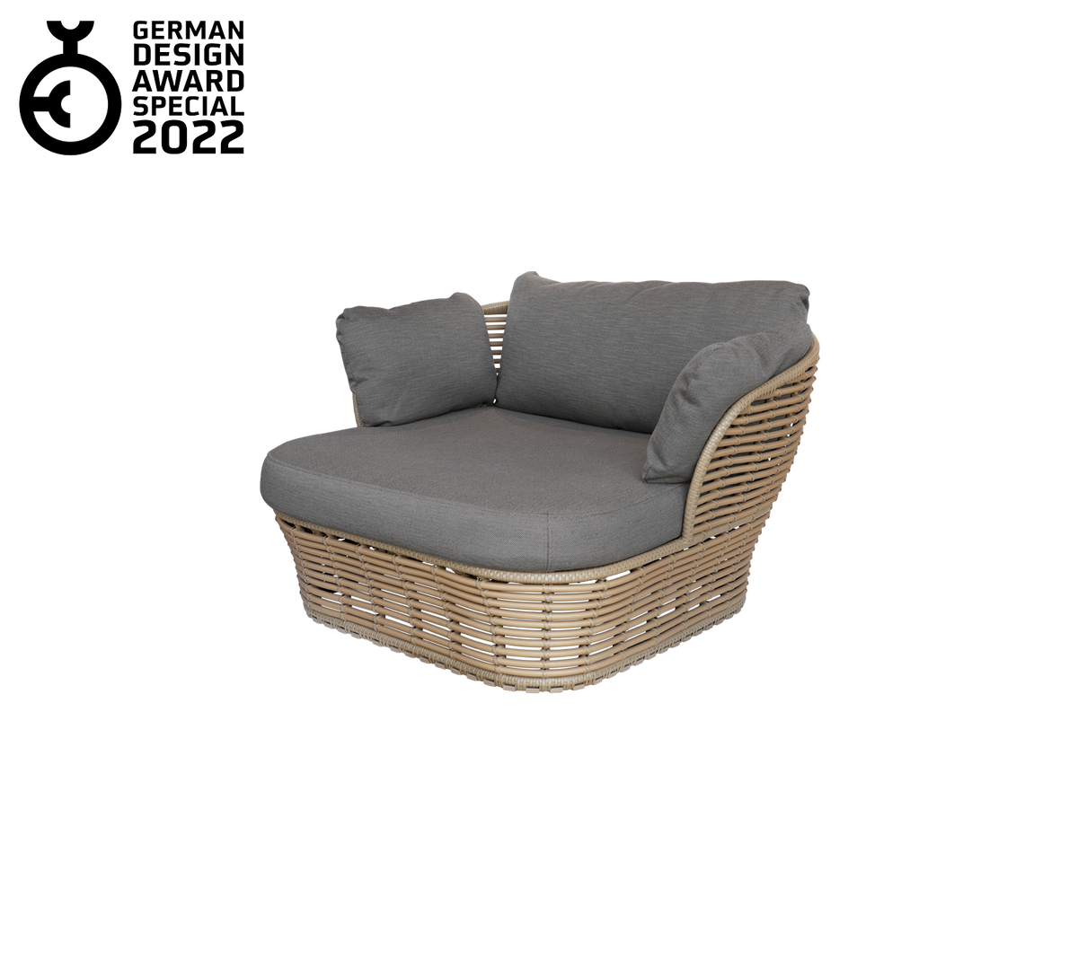 Basket lounge chair in Natural braid Weave with taupe AirTouch by Cane-line