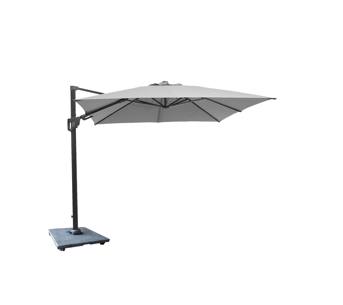 Hyde luxe tilt parasol with granite base by Cane-line
