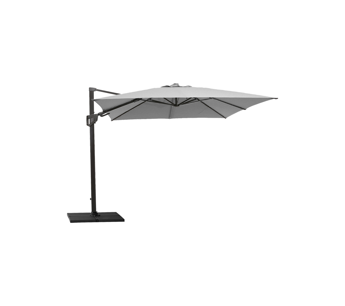 Hyde luxe tilt parasol with base by Cane-line