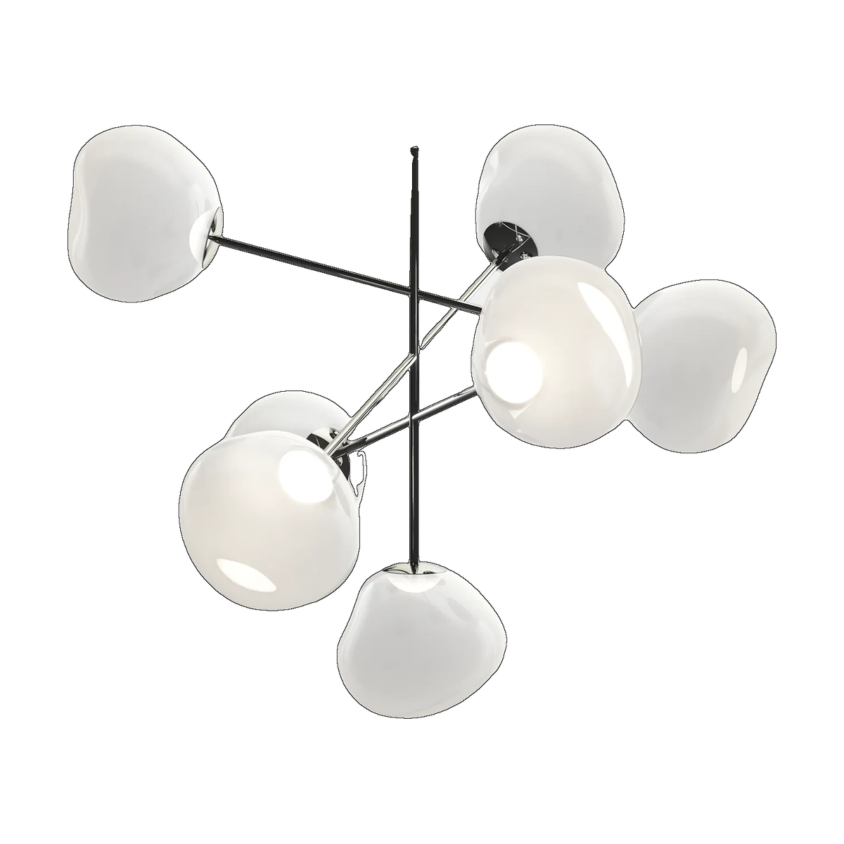 Melt Opal Large Chandelier, Opalescent Polished Polycarbonate with Silver Hardware by Tom Dixon
