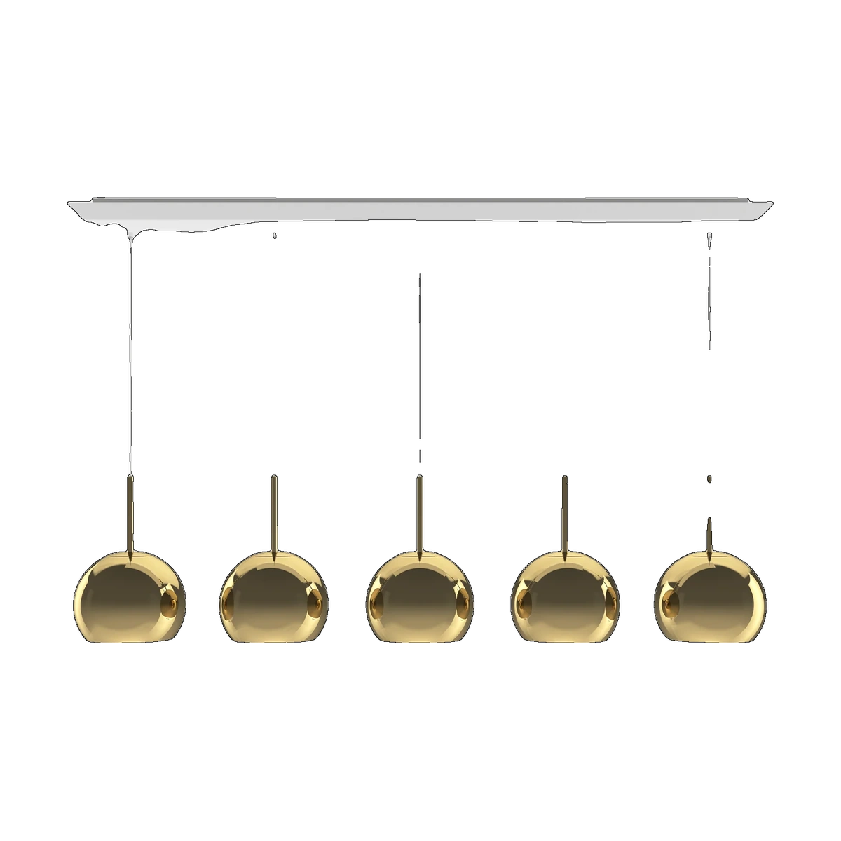 Mirror Ball Linear Pendant System, Gold Mirrored Polycarbonate by Tom Dixon