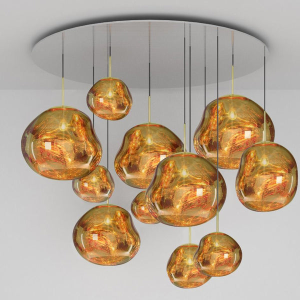 Tom Dixon Melt Mega Pendant System in gold, official white-background configuration view