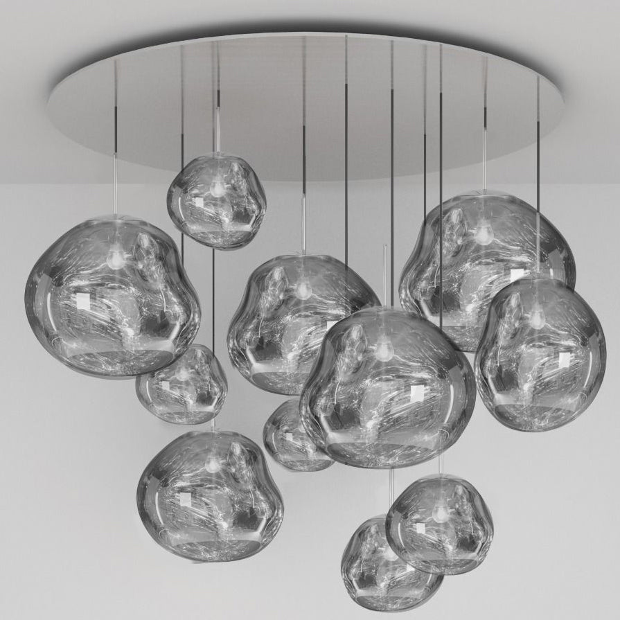 Tom Dixon Melt Mega Pendant System in silver, official white-background configuration view