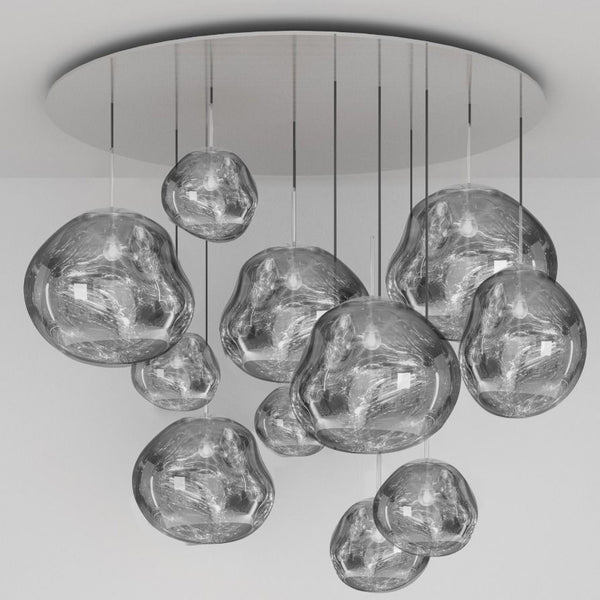 Tom Dixon Melt Mega Pendant System in silver, official white-background configuration view