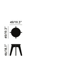 Tom Dixon Slab Upholstered Stool in Natural Brushed Oak with Black Leather – view 4