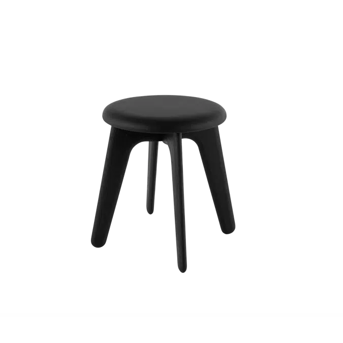 Tom Dixon Slab Upholstered Stool in Natural Brushed Oak with Black Leather – view 1