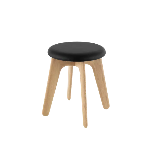 Tom Dixon Slab Upholstered Stool in Natural Brushed Oak with Black Leather – view 2