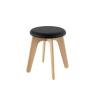 Tom Dixon Slab Upholstered Stool in Natural Brushed Oak with Black Leather – view 2