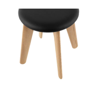 Tom Dixon Slab Upholstered Stool in Natural Brushed Oak with Black Leather – view 6