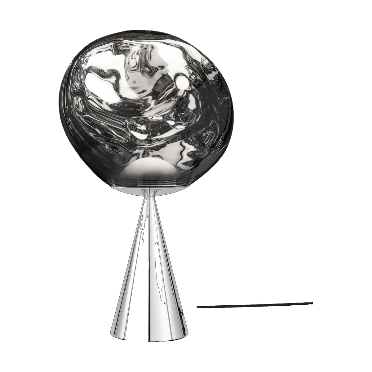 Tom Dixon Melt Fat Cone Table Light in silver polished polycarbonate