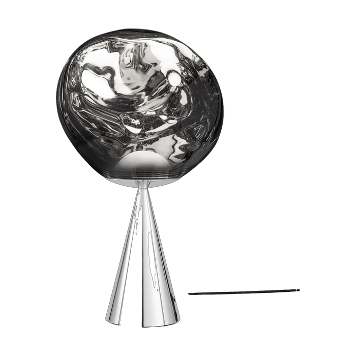 Tom Dixon Melt Fat Cone Table Light in silver polished polycarbonate