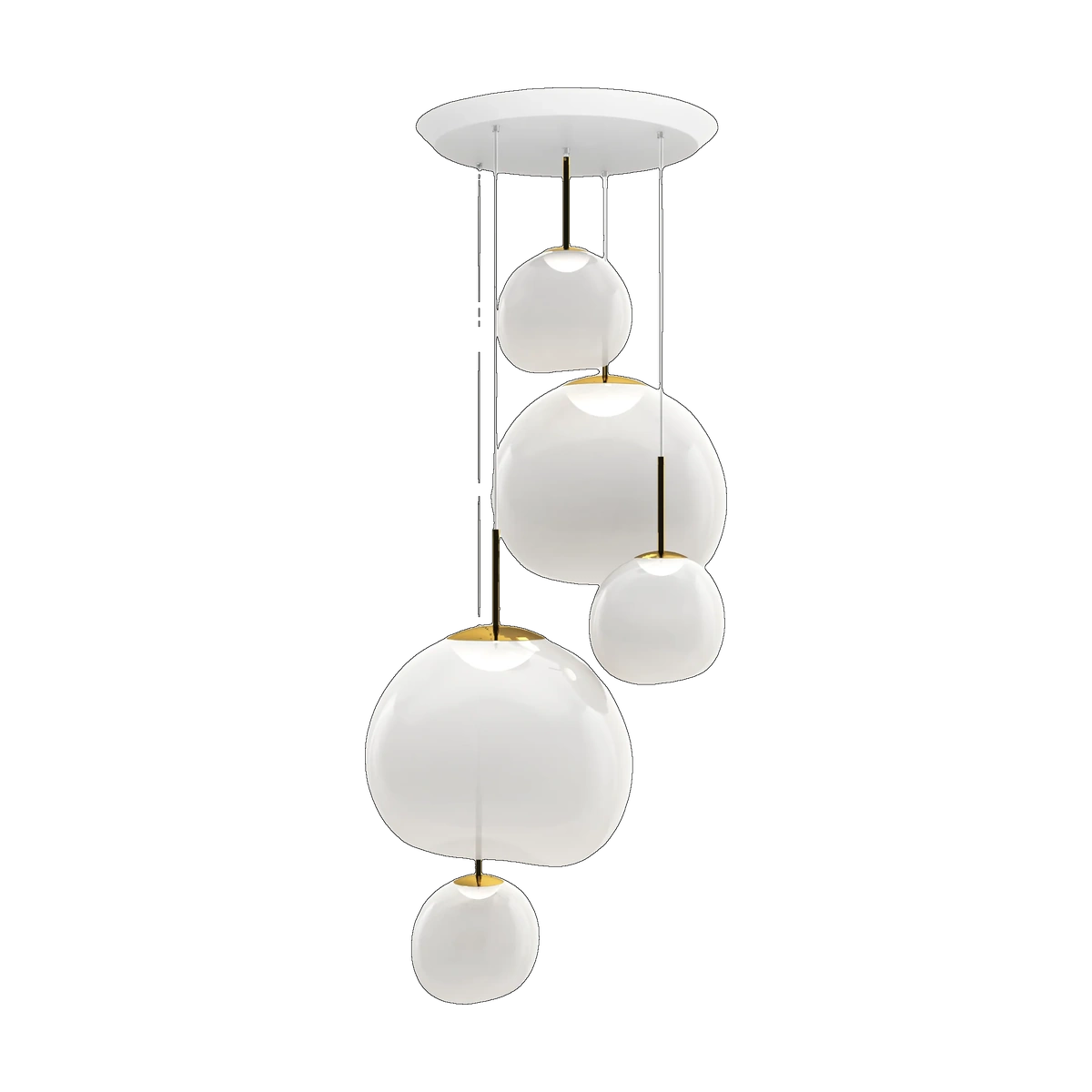 Melt Opal Large-Round Pendant System, Opalescent Polished Polycarbonate with Gold Hardware by Tom Dixon