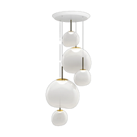 Melt Opal Large-Round Pendant System, Opalescent Polished Polycarbonate with Gold Hardware by Tom Dixon