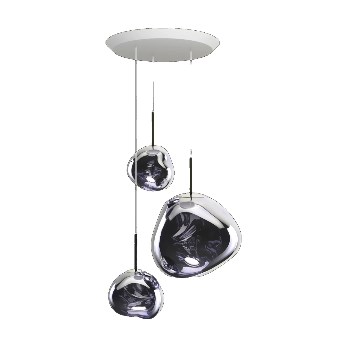 Melt Trio-Round Pendant System, Smoke Polished Polycarbonate by Tom Dixon
